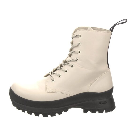 Stella McCartney Ivory Vegan Leather Trace Combat Boot Lace Rubber Lug Sole Sz 9 - Picture 2 of 10